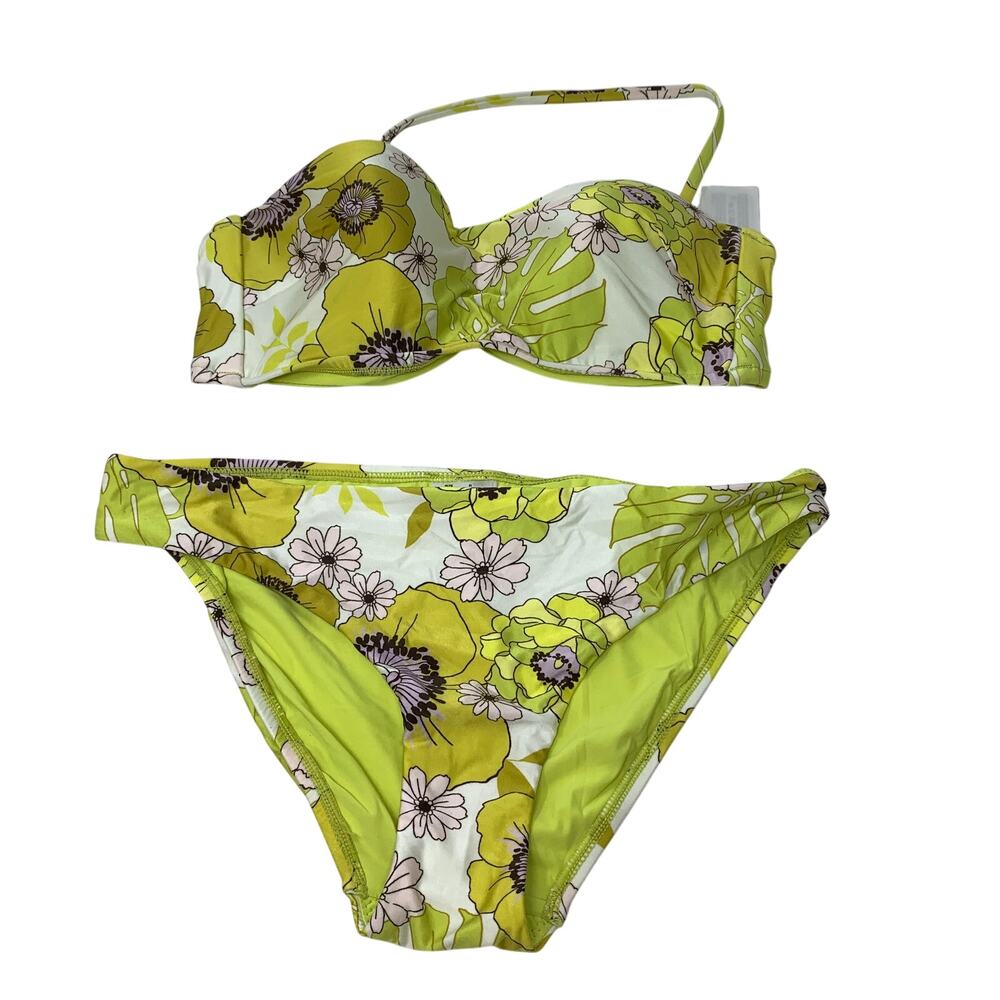 Seafolly Bikini Set Womens US 6 Green Floral Underwire Balconette NEW
